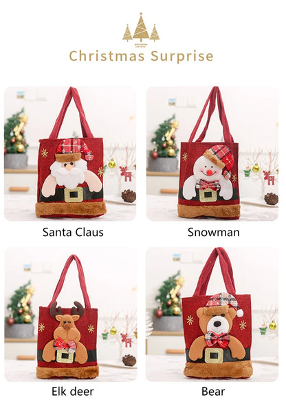 Christmas Gift Bag Linen Cloth New Year Children's Candy Handbag Christmas Eve Apple Storage Bag Xmas Santa Claus Wholesale 2023