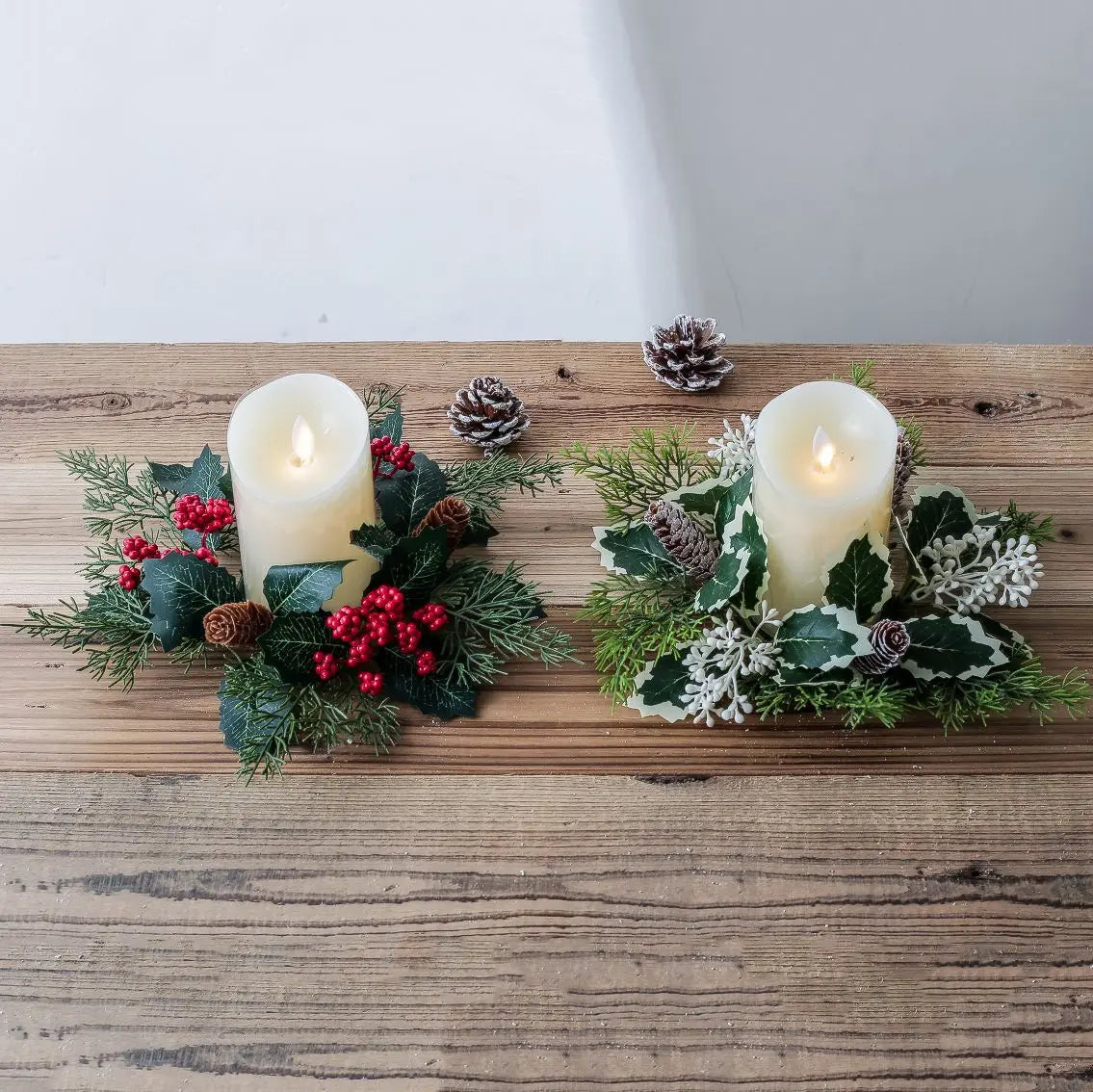 Christmas Decoration Leaf Candlestick Wreath Christmas Party Home Table Decor Artificial Leave Candle Ring Candlestick Garland