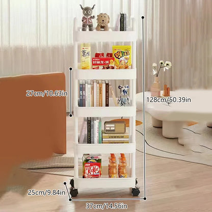 1*Bookshelf Storage Trolley Mobile Kitchen Organizer Cart With Wheels Multi-Layer Bathroom Shelves Household Snacks Storage Rack