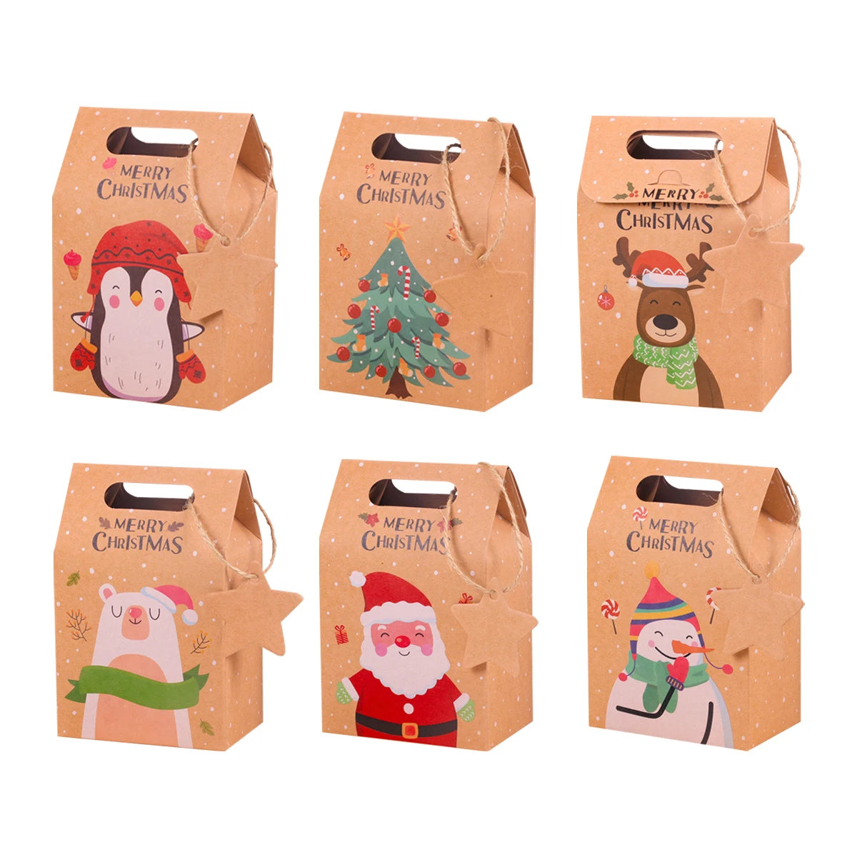 Christmas Gift Packing Bags Santa Claus Snowman Candy Cookie Box Xmas Navidad 2024 New Year Party Favor Bag Christmas Decoration