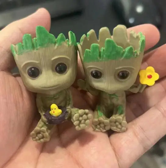 Small Cute Tree Man Groot Flowerpot Pen Pot Figure Model Toys Christmas Gifts for Kids Office Decoration