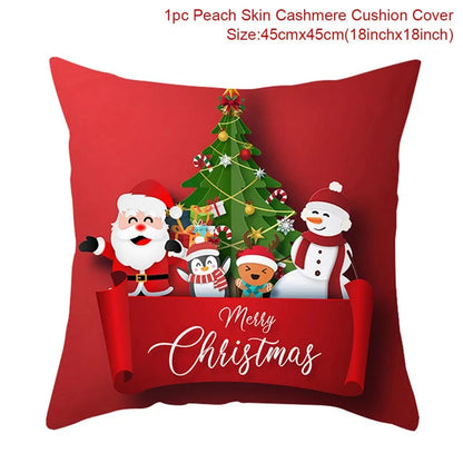 45cm Christmas Cushion Cover Navidad Merry Christmas Decorations For Home 2024 Xmas Noel Cristmas Ornaments New Year Gifts 2025