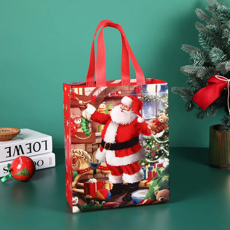 Non Woven Fabric Waterproof Gift Tote Bag Christmas Party Folding Bag Clothing Storage Bag Noel Navidad Print Package Gift Bag