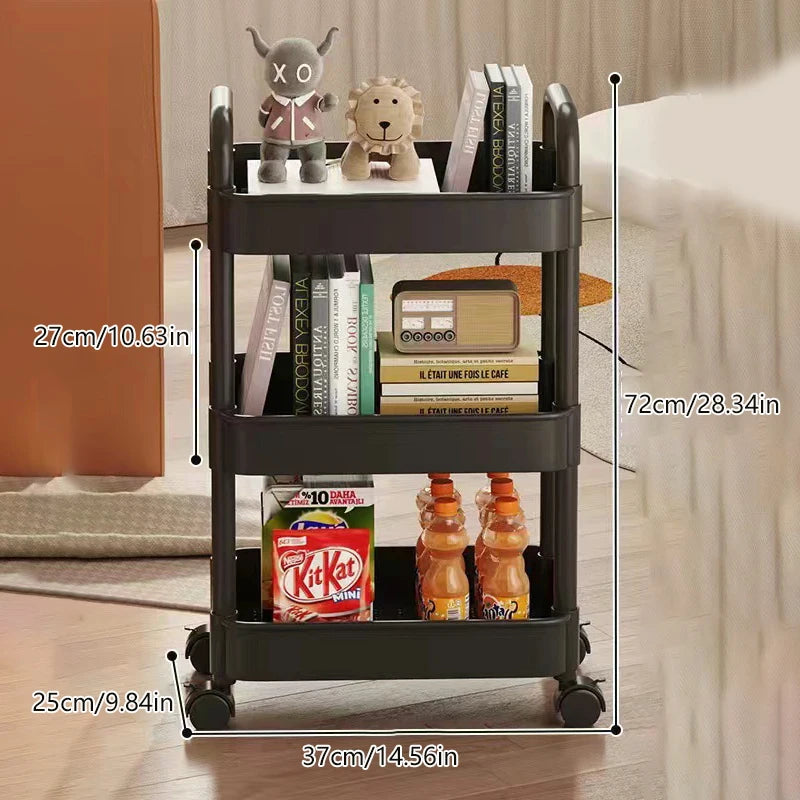 1*Bookshelf Storage Trolley Mobile Kitchen Organizer Cart With Wheels Multi-Layer Bathroom Shelves Household Snacks Storage Rack