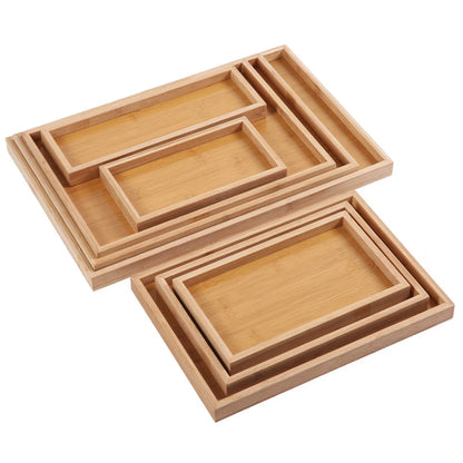 Home Bamboo Serving Tray Round Square Rectangle Breakfast Dessert Cake Tray Decorative Coffee Tea Platter Dinner Plate