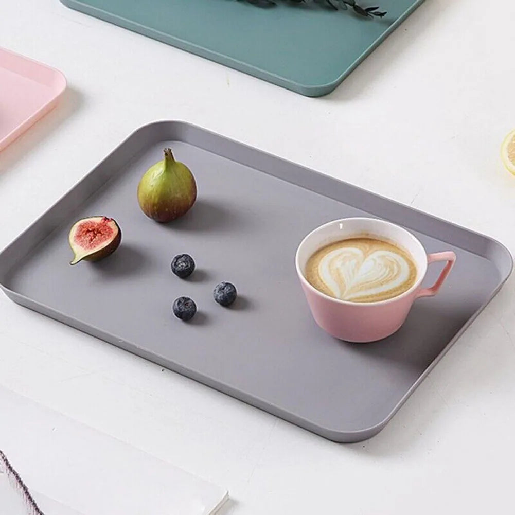 Rectangular Tea Tray Serving Tray Anti Slip Scratch Resistant Plastic Food Kitchen Organizer Home Kitchen Fruit Dessert Tray