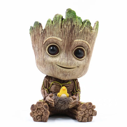 Small Cute Tree Man Groot Flowerpot Pen Pot Figure Model Toys Christmas Gifts for Kids Office Decoration