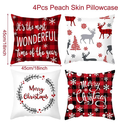 45cm Christmas Cushion Cover Navidad Merry Christmas Decorations For Home 2024 Xmas Noel Cristmas Ornaments New Year Gifts 2025