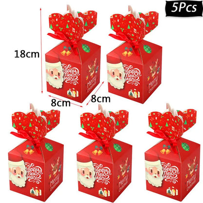 Christmas Gift Packing Bags Santa Claus Snowman Candy Cookie Box Xmas Navidad 2024 New Year Party Favor Bag Christmas Decoration