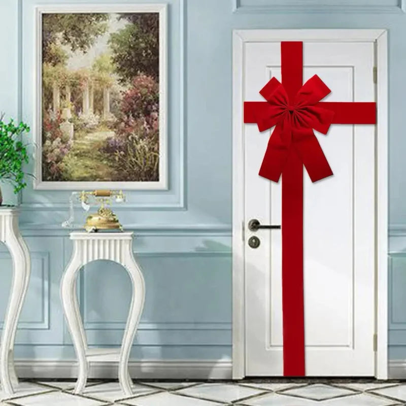 Big Ribbon Bow Christmas Red Redbow Front Door Decorations Hanging Front Door Red Bows New Year 2025 Supplies Home Ornaments