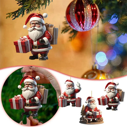 Christmas Decoration Pendant 2D Acrylic Cartoon Christmas Snowman Home Garden Christmas Tree Pendant Party Decoration Supplies