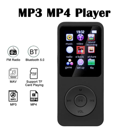 Портативный MP3-плеер с цветным экраном 1,8 дюйма, Walkmen, HIFI, Bluetooth, совместимый, запись электронных книг, спортивный MP4, FM-радио, музыкальный плеер