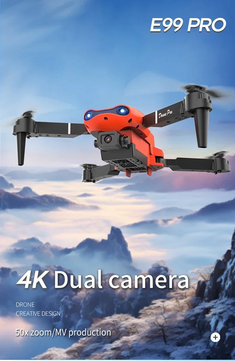 2024 E99Pro RC Drone 4K Professinal с широкоугольной HD-камерой 1080P Складной вертолет WIFI FPV Удержание высоты Подарочная игрушка