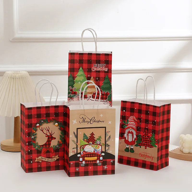 Christmas Gift Packing Bags Santa Claus Snowman Candy Cookie Box Xmas Navidad 2024 New Year Party Favor Bag Christmas Decoration