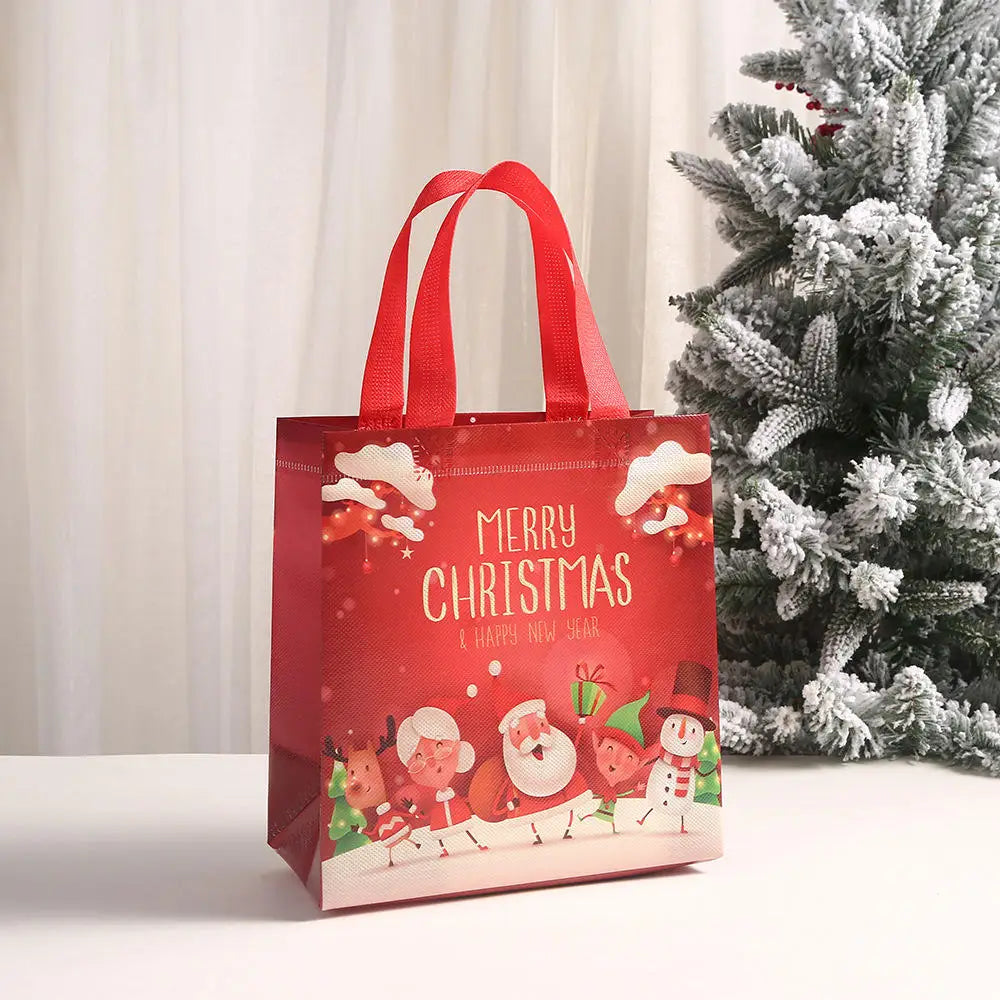 Non Woven Fabric Waterproof Gift Tote Bag Christmas Party Folding Bag Clothing Storage Bag Noel Navidad Print Package Gift Bag