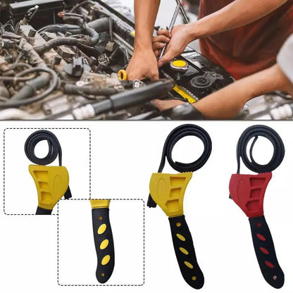 1Pc 6inch Belt Wrench Oil Filter Puller Strap Spanner Chain Wrench Strap Opener, Adjustable Disassembly Wrench Tools