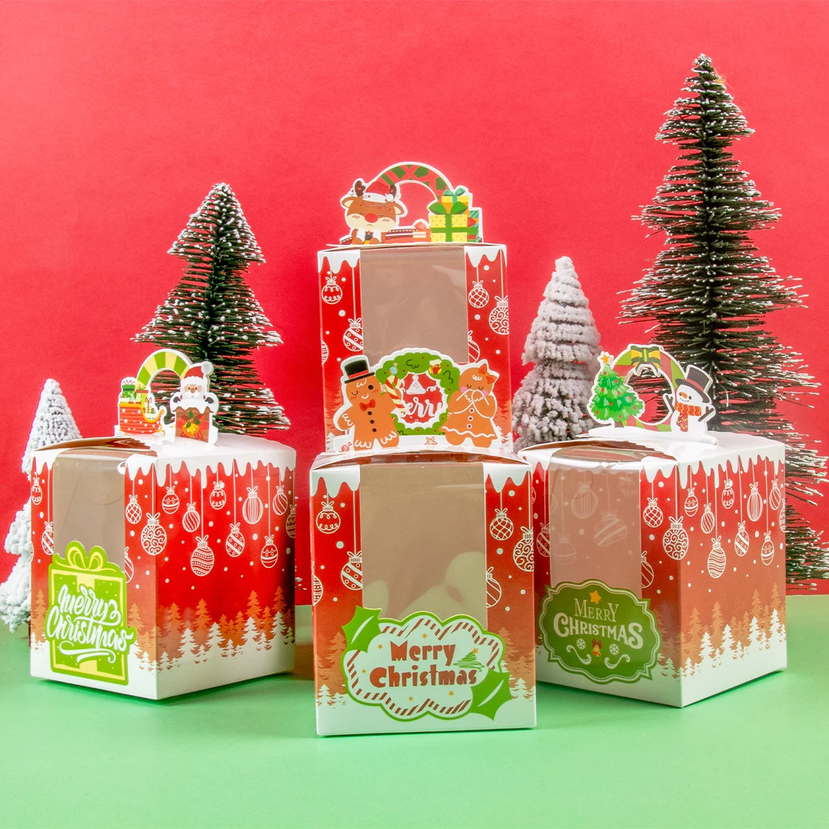 Christmas Gift Packing Bags Santa Claus Snowman Candy Cookie Box Xmas Navidad 2024 New Year Party Favor Bag Christmas Decoration