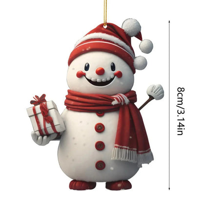 Christmas Decoration Pendant 2D Acrylic Cartoon Christmas Snowman Home Garden Christmas Tree Pendant Party Decoration Supplies