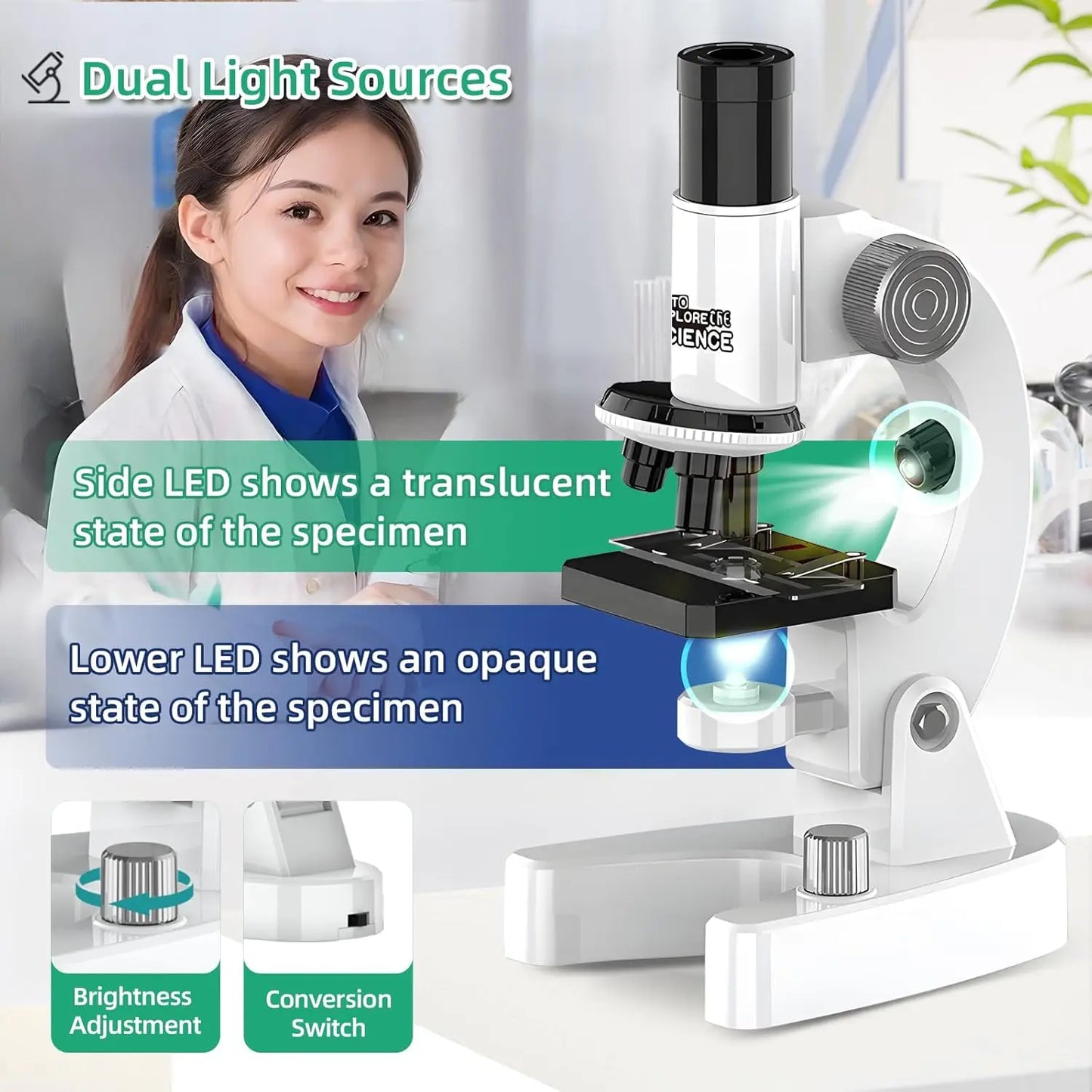 4800x HD Childrens Microscope Elementary School Children Science Experimental Biology Microscope Digital Microscope