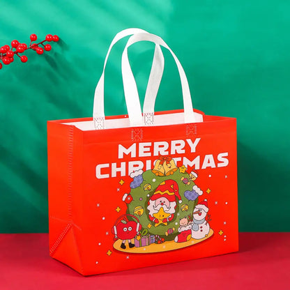 Non Woven Fabric Waterproof Gift Tote Bag Christmas Party Folding Bag Clothing Storage Bag Noel Navidad Print Package Gift Bag