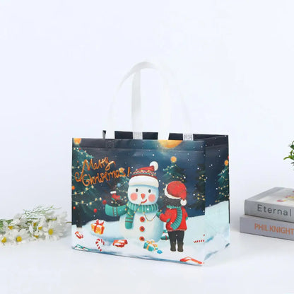 Non Woven Fabric Waterproof Gift Tote Bag Christmas Party Folding Bag Clothing Storage Bag Noel Navidad Print Package Gift Bag