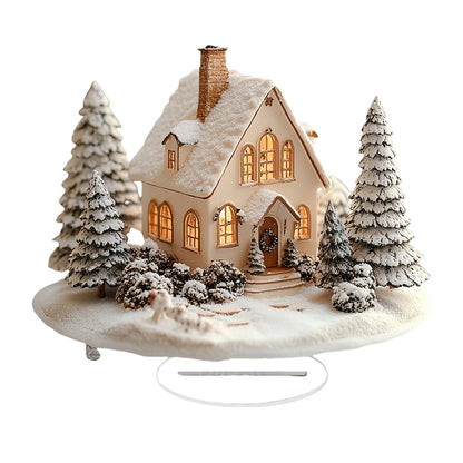 Snowhouse Christmas Decorations Desktop Ornament Winter Kids Family Portrait Decor Farmhouse Vacation Desktop Decoration Acrylic