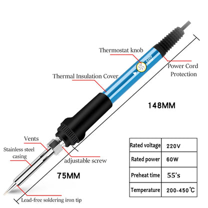 Justable Temperature Electric Soldering Iron 220V/110V 60W Electric Soldering Iron Set Welding Solder Repair Tool