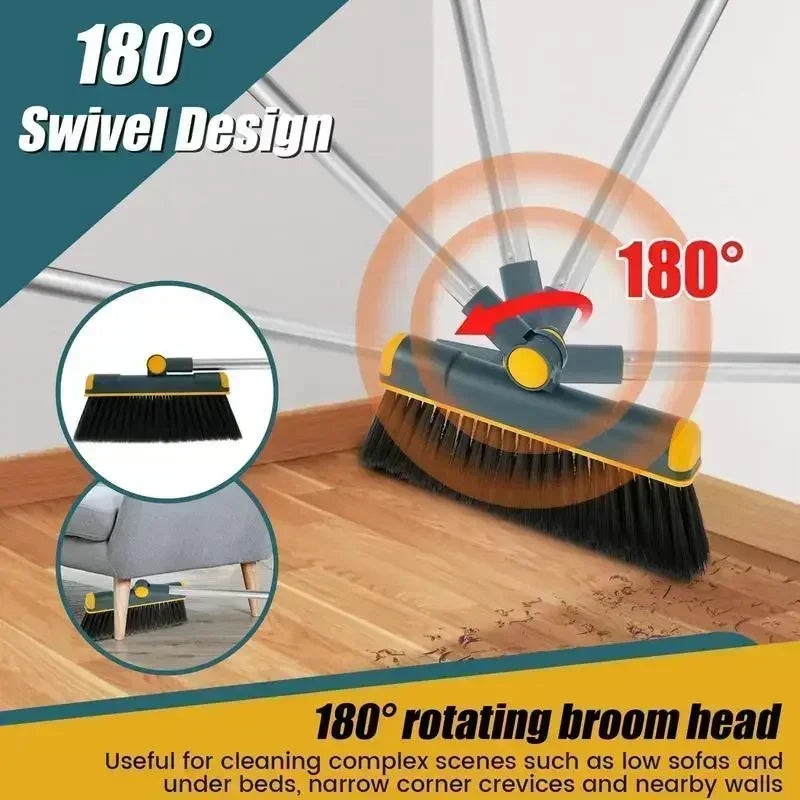 2PCS/Set Foldable Broom And Scoop Set Upright Dust Pan And Brush Set 180 Degree Rotation Dustless Floor Soft Brush Home