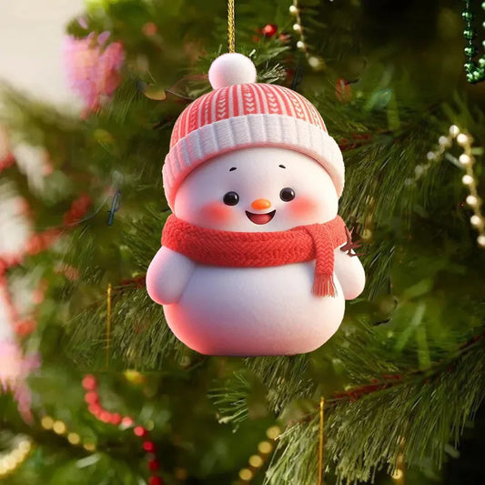 Christmas Decoration Pendant 2D Acrylic Cartoon Christmas Snowman Home Garden Christmas Tree Pendant Party Decoration