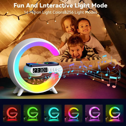 Fast Wireless Charger Pad Stand Speaker TF RGB Night Light Lamp Earphone Fast Charging Station for iPhone Samsung Xiaomi Huawei