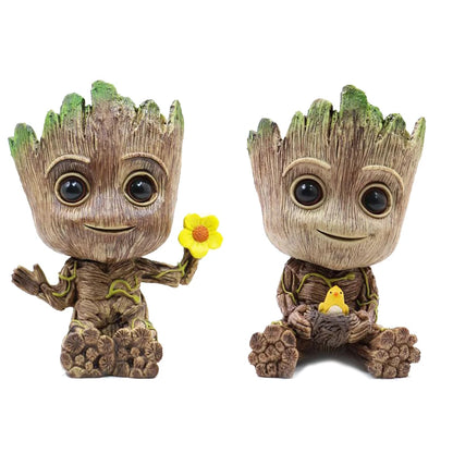 Small Cute Tree Man Groot Flowerpot Pen Pot Figure Model Toys Christmas Gifts for Kids Office Decoration