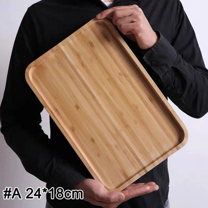 Home Bamboo Serving Tray Round Square Rectangle Breakfast Dessert Cake Tray Decorative Coffee Tea Platter Dinner Plate