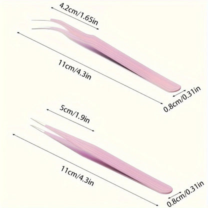 2 прецизионных пинцета из нержавеющей стали, цветной альбом для вырезок, прямая и изогнутая головка, розовый/синий/фиолетовый/белый/черный