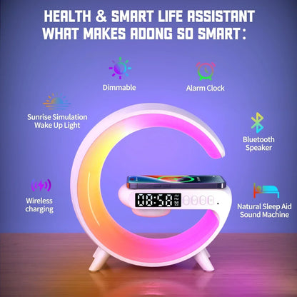 Fast Wireless Charger Pad Stand Speaker TF RGB Night Light Lamp Earphone Fast Charging Station for iPhone Samsung Xiaomi Huawei