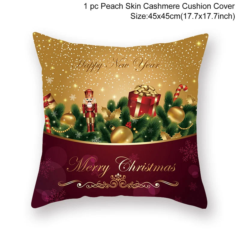 45cm Christmas Cushion Cover Navidad Merry Christmas Decorations For Home 2024 Xmas Noel Cristmas Ornaments New Year Gifts 2025