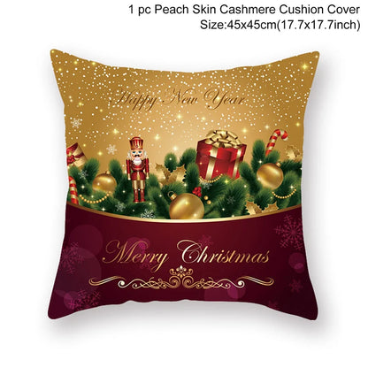 45cm Christmas Cushion Cover Navidad Merry Christmas Decorations For Home 2024 Xmas Noel Cristmas Ornaments New Year Gifts 2025