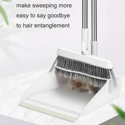 2PCS/Set Foldable Broom And Scoop Set Upright Dust Pan And Brush Set 180 Degree Rotation Dustless Floor Soft Brush Home