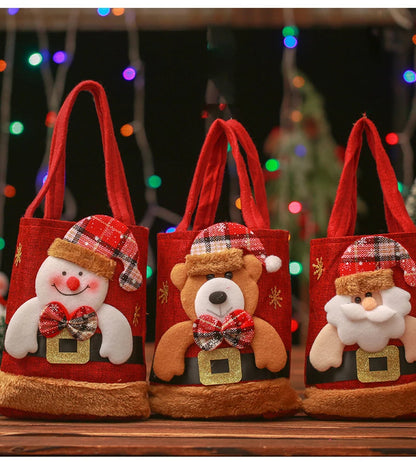 Christmas Gift Bag Linen Cloth New Year Children's Candy Handbag Christmas Eve Apple Storage Bag Xmas Santa Claus Wholesale 2023