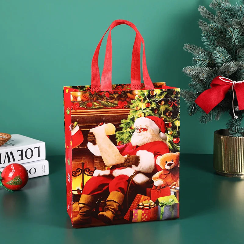 Non Woven Fabric Waterproof Gift Tote Bag Christmas Party Folding Bag Clothing Storage Bag Noel Navidad Print Package Gift Bag